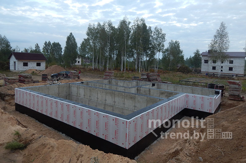 Монолитный ленточный фундамент, полигон Колодищи